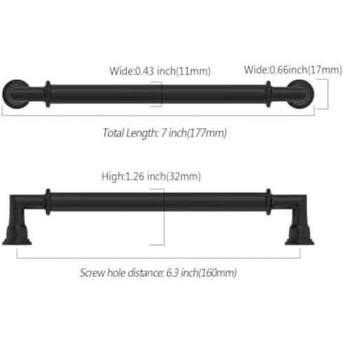 Kitchen Cabinet Handles Matte Black 10 Pack 160mm 1