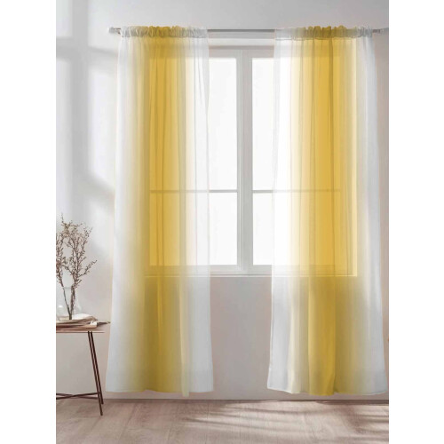 Sheer Curtains White-Yellow Ombre 52x84 Inch Light 1
