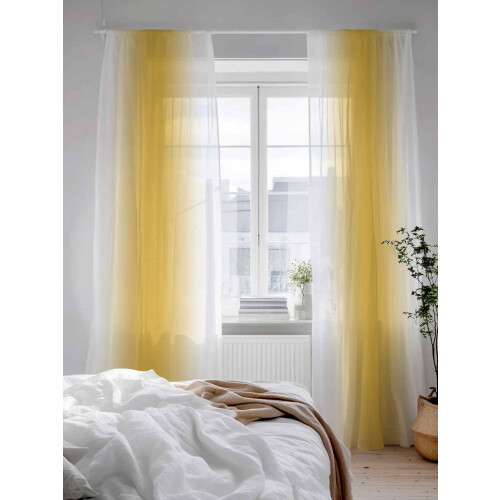 Sheer Curtains White-Yellow Ombre 52x84 Inch Light 2