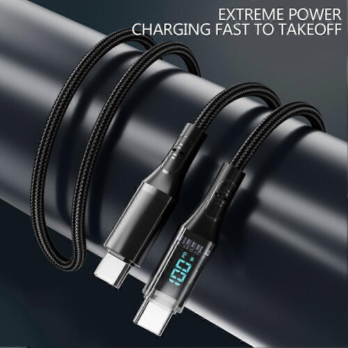 1 πακέτο 100w Usb C καλώδιο γρήγορης φόρτισης 6,6 ποδών Nylon πλεγμένο με ψη 2