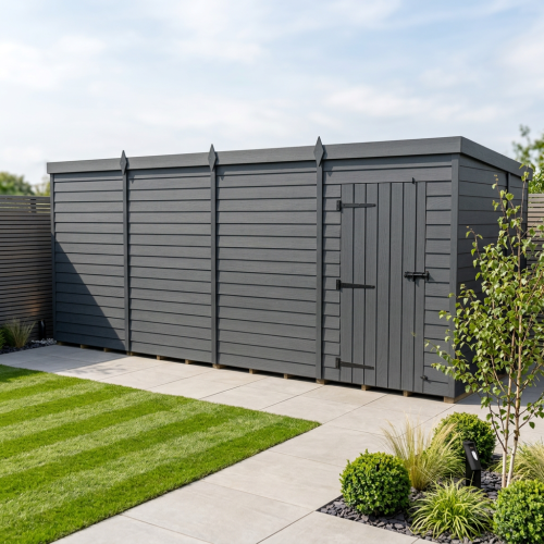19x7 Pent Composite Shed Tanalised (Single Door, No Windows)