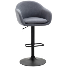 Tabouret de bar réglable en hauteur avec repose-pieds aspect lin gris