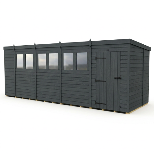 19x7 Pent Composite Shed Tanalised (Single Door, With Windows) 1