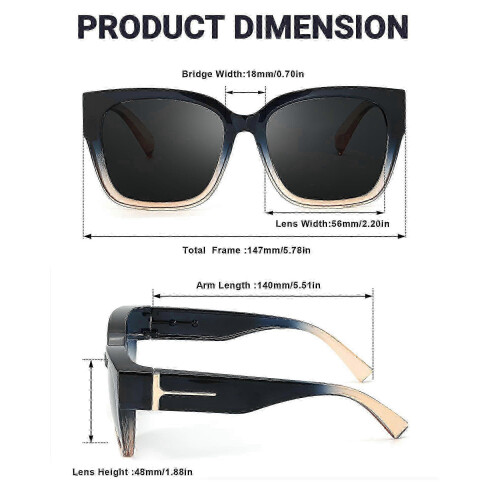 UV Protection Polarized Square Shades Γυαλιά ηλίου για γυναίκες & άνδρες, που εφαρμόζ 2
