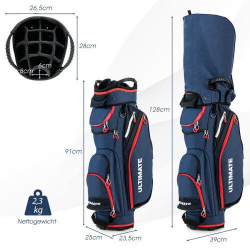 Bolsa de golf ligera con divisor de 14 compartimentos, azul marino 2