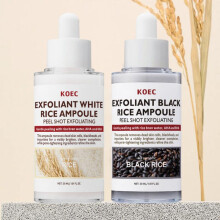 (white) KOEC Black Rice Moisturizing Exfoliating Serum Deep Cleansing Peel Shot Glow Rice Brightening Skin Repair
