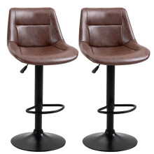 Ensemble de 2 tabourets de bar réglables avec repose-pieds, noir et marron