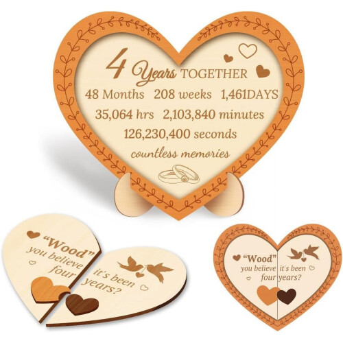 Heart-Shaped Wedding Commemorative Card – 4th Anniversary