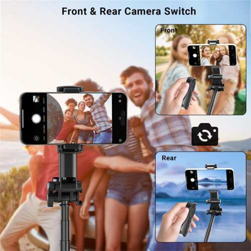 Versatile Wireless Camera Remote Control with Zoom, Front/Rear  for  & Android, Ideal for TikTok & Video