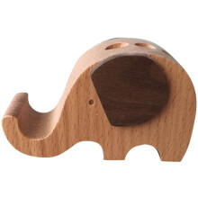Elephant Phone Holder Light Brown Wood 1 Piece