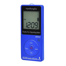 HANRONGDA FM AM Pocket Radio Rchargeable Sports Radio LED Display with Pedometer Earbuds Portable Radio