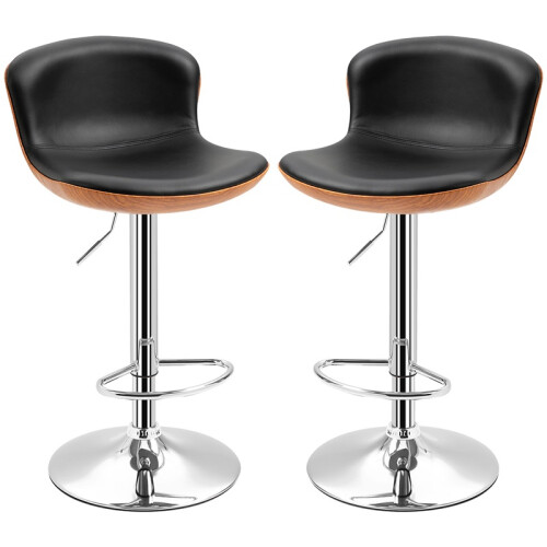 Ensemble de 2 tabourets de bar réglables, pivotants, avec structure en métal noir 1