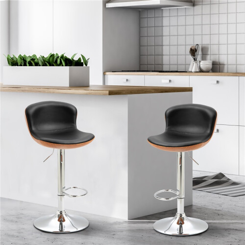 Ensemble de 2 tabourets de bar réglables, pivotants, avec structure en métal noir 2