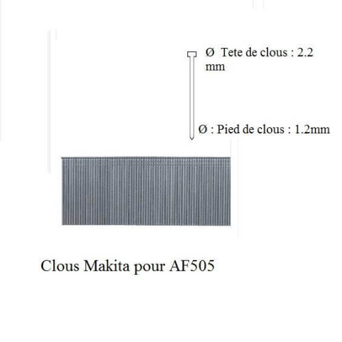 Makita Clous - Makita - AF505 - Caixa de 5000 - Comprimento 15 mm - Galva