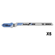 Conjunto de 5 lâminas de serra tico-tico flexíveis para metal T118EOF L 83 mm BOSCH 2608634237