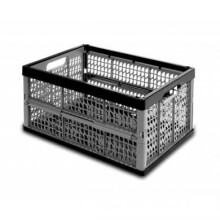 Caisse en plastique pliable - Noname - Résistante 20 kg - Poignées intégrées - Gris