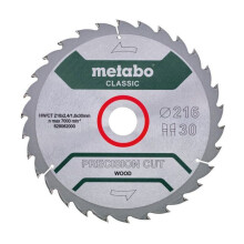 Lâmina de serra circular - Metabo - Corte de Precisão Madeira Clássica - 216x2.4x30 mm - 30 dentes - Madeira macia e dura