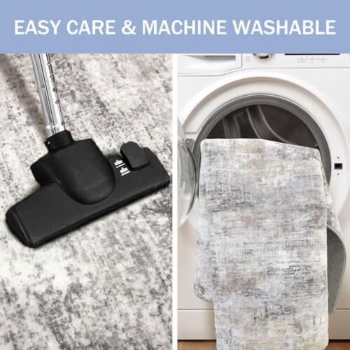 Abstract Area Rug 4x6 Ft Washable Non-Slip Grey Beige 2