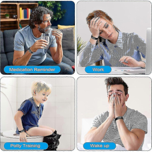 Vibration Alarm Watch with Countdown Timer, Waterproof Reminder Clock, Black Strap for Daily Use 1