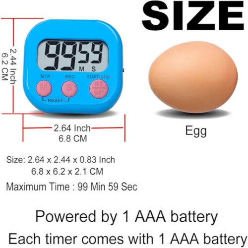 Electronic Kitchen Timer with Transparent LCD Screen, Count Up and Count Down Functions, 3 Large On Off Button 1