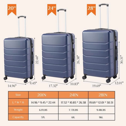 Hard Shell ABS Luggage 20 24 28 Inch with TSA Lock 2