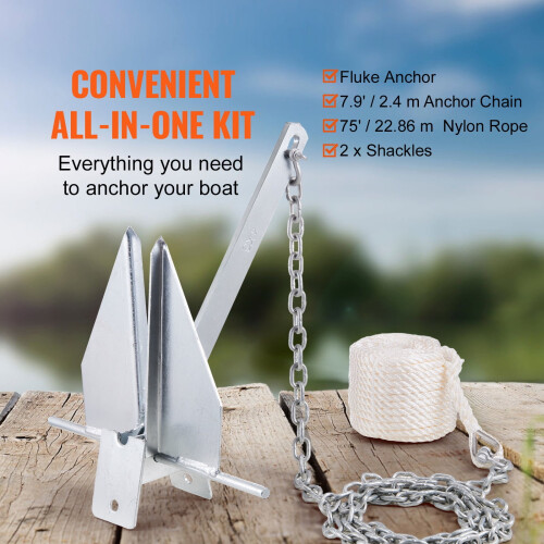 Fluke Anchor Galvanized Steel 8.5 lbs Two Shackles 1