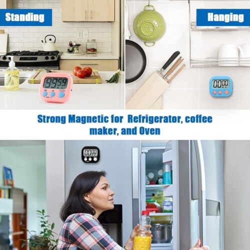 Digital Kitchen Timer with Magnetic Backing and Stand, Count Up and Down Clock for Baking, Study and Exercise 2