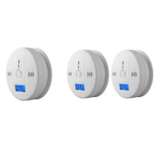 Set van 2 rook- en koolmonoxidemelders met lcd-display, op batterijen, voor thuisveiligheid.