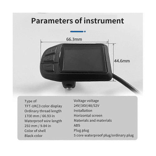 Οθόνη LCD TFT UKC3 Ταχύτητα Ένδειξη Μπαταρίας Χρόνου για Ηλεκτρικό Ποδήλατο 24V 36 2
