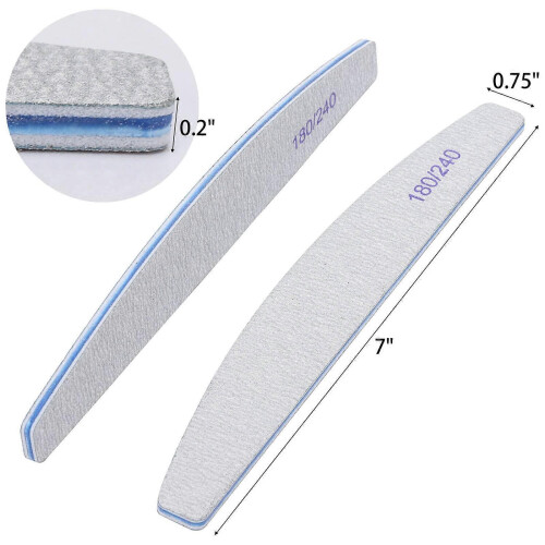 Λίμες νυχιών 180/240 Grit, 25 τεμάχια, διπλής όψης, σμυριδόλιθοι για φυσικά νύχια, μ 1