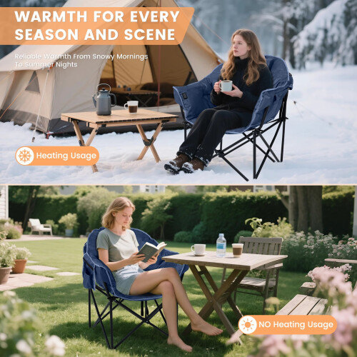Heated Camping Chair with Headrest 500 lbs 1