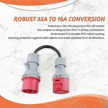5-pins rode 32A mannelijke naar 16A vrouwelijke CEE-adapter, robuuste industriële voedingsconnector