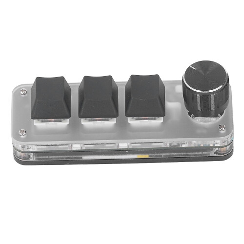 Mechanical Mini Keyboard, 3 Buttons, 1 Knob, Programmable USB and Bluetooth Connector, Blue Switch, RGB LED, C 1