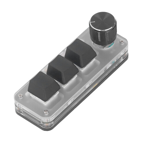 Mechanical Mini Keyboard, 3 Buttons, 1 Knob, Programmable USB and Bluetooth Connector, Blue Switch, RGB LED, C 2