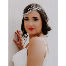 Elegante fermaglio per capelli da sposa con perle di cristallo, pettine per capelli da sposa con strass e design ispirato alle fog