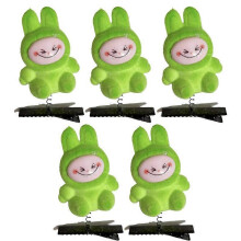 5Pcs New Hair Clips 3D Labubu Spring Hair Clips Cartoon Plush Hairpins DIY Duckbill Clip Headwear Children's Hair Accessories