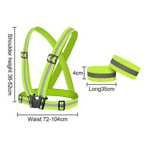 Reflective Running Vest, 2-Piece Elastic Adjustable Reflective Vest with 4 High Visibility Reflective Belts 1