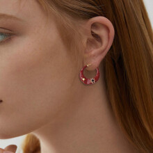 Sophisticated Enamel Hoop Earrings Retro Style Jewelry Comfortable Stylish Ear Accessories for Parties and Event Red