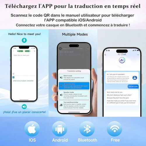 Ακουστικά Bluetooth με άμεσο μεταφραστή φωνής AI για συνομιλία χωρίς WiFi 2