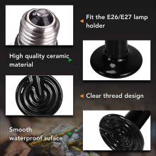 Lampada riscaldante per rettili da 100W con contenitore in vetro e attacco E27 in ceramica. Adatta per animali, rettili e tartarug