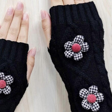 2x Calentadores de brazos de punto Kawaii con orificio para el pulgar, guantes elásticos largos sin dedos para mujer, regalo para