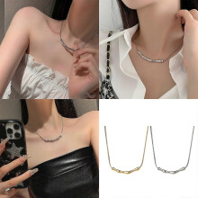 Stainless Steel Collarbone Chain Necklace Unique Pendant Necklace Fashion Short Necklace Metal Texture Present for Women