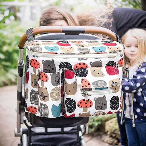 Stylish Stroller Accessory, Universal Organizer Cup Holder, Phone Bag, Hanging Hooks, Shoulder Strap, High Capacity Stroller Bag Caddy 2