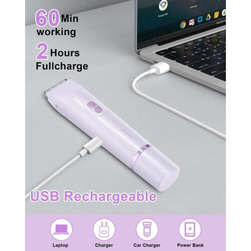 Ξυράφι WetDry Waterroof για γυναίκες με σταθμό φόρτισης USB για σώμα, μασχάλες, μάτ 2