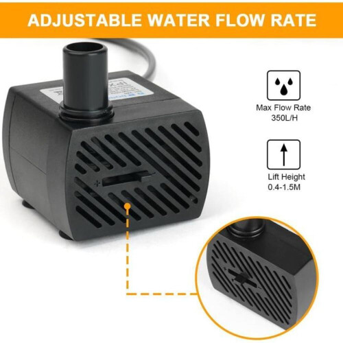 Μίνι βυθιζόμενη αντλία νερού (350L/H, 5W), εξαιρετικά αθόρυβη αντλία ενυδρείου 1