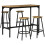 Ensemble table de bar industriel 5 pièces avec 4 tabourets, noir et marron 2