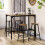 Ensemble table de bar industriel 5 pièces avec 4 tabourets, noir et marron 3