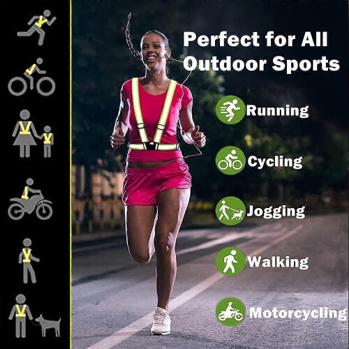 Reflective Running Vest, 2-Piece Elastic Adjustable Reflective Vest with 4 High Visibility Reflective Belts 1