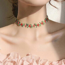 Colar floral em renda de toque suave e design versátil para mulher, acessório portátil para complementar qualquer visual