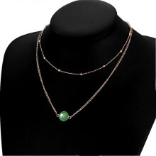 Modieuze dames- en herenketting met dubbele laag natuurstenen hanger